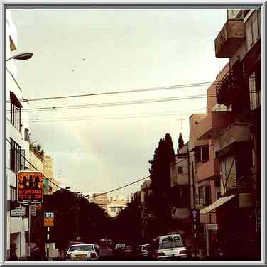 Rainbow at Mapa (?) St., near Bograshov St. Tel Aviv, the Middle East, November 23, 2000