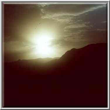 Dead Sea mountains near Masada at evening. The Middle East, November 30, 2000