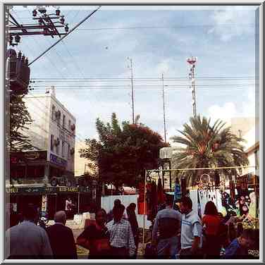 Flea market on K.K.L. pedestrian mall in Old ...[2 words]... the Middle East, December 15, 2000