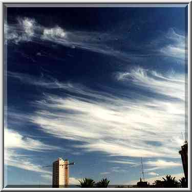 Clouds over the City Hall. Beer-Sheva, the Middle East, December 27, 2000