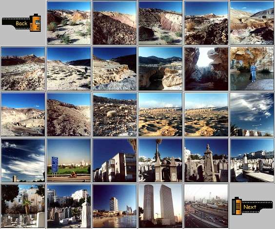 Photomontage of 28 square thumbnails