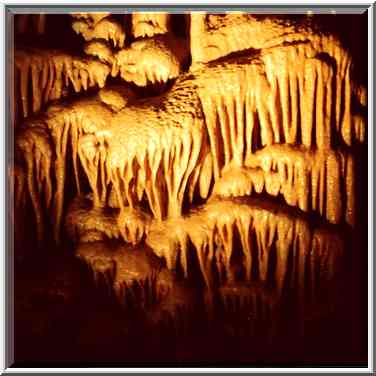 Yellow tainted stalactites in Sorek Cave, west ...[2 words]... The Middle East, December 30, 2000