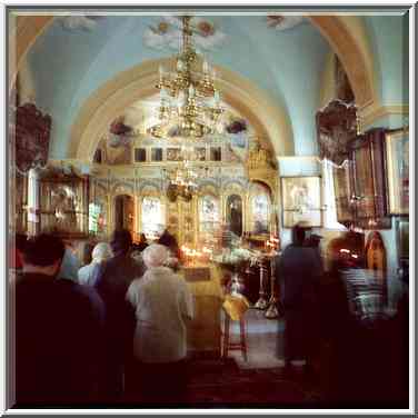 An Orthodox church with ghostly figures of ...[16 words]... the Middle East, December 30, 2000