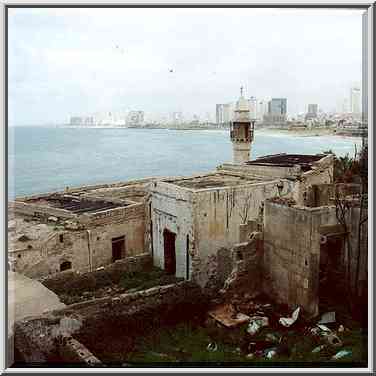 Sea Mosque (?), with Tel Aviv on background. Jaffa, the Middle East, January 4, 2001