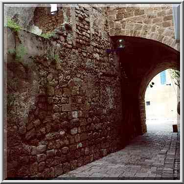 Mazal Dagim (?) St. in Jaffa. The Middle East, January 4, 2001