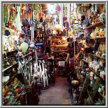 An empty souvenir shop at Bet Eshel St. Jaffa, the Middle East, January 4, 2001