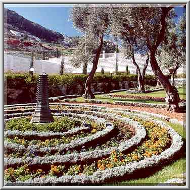 Bahai garden (left from an entrance) on Mt. ...[2 words]... the Middle East, January 28, 2001