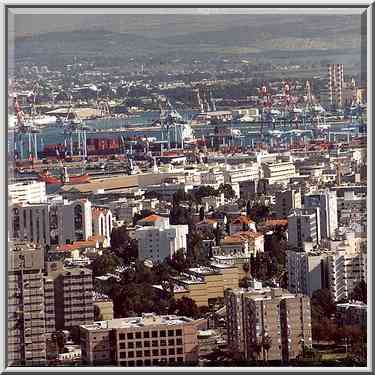 View of Haifa port from Mt. Carmel. The Middle East, January 28, 2001