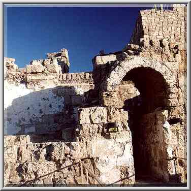 A building near a theatre in Caesaria. The Middle East, January 28, 2001