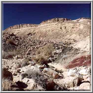 A creek with basalt prisms in Ramon Crater, below ...[9 words]... the Middle East, February 1, 2001