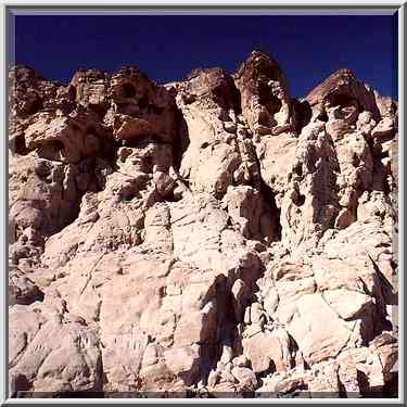 Eroded sandstone in Ramon Crater. Mitzpe Ramon, the Middle East, February 1, 2001