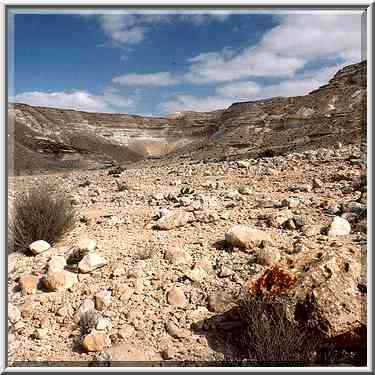 Desert landscape of Nahal Akev creek canyon, 2.5 ...[4 words]... The Middle East, February 15, 2001