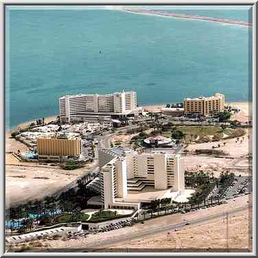 Ein Bokek hotels at Dead Sea, view from Maal ...[2 words]... The Middle East, February 22, 2001