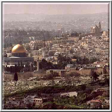 View of Omar Mosque and the Old City from Hebrew ...[5 words]... the Middle East, March 1, 2001