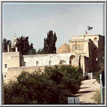 Monastery of the Cross, view from a bus window. Jerusalem, the Middle East, March 1, 2001