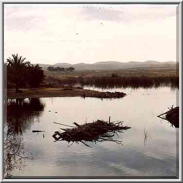 Polluted water reservoir closed for visitors. Yeroham, the Middle East, March 8, 2001