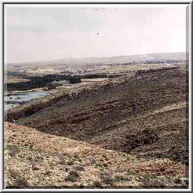 View from a mountain ridge behind Yeroham reservoir. The Middle East, March 8, 2001