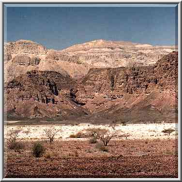 View of Timna Stream and Mt. Mikhrot to the north ...[3 words]... gate. The Middle East, March 15, 2001