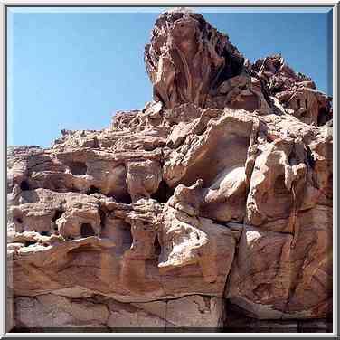 Upper fragment of a sandstone formation in Timna Mountains. The Middle East, March 15, 2001