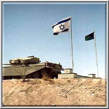 An Israeli tank near a border with Egypt in Negev ...[16 words]... Eilat. The Middle East, March 22, 2001