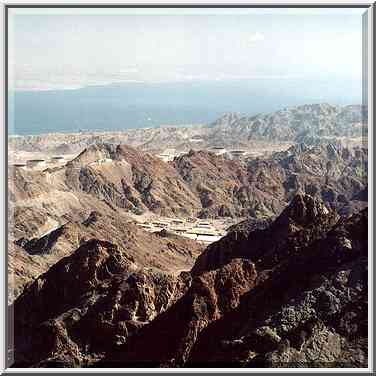 View of mountains and Red Sea south from Eilat ...[7 words]... Eilat. The Middle East, March 22, 2001