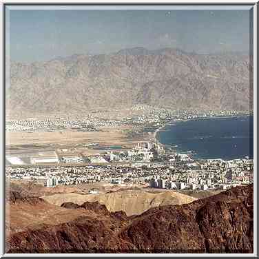 Eilat and Aqaba, view to south-east from Mt. ...[5 words]... Eilat. The Middle East, March 22, 2001