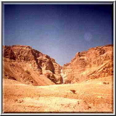 Nahal Mor (?) river, view from a road along Dead Sea. The Middle East, March 29, 2001