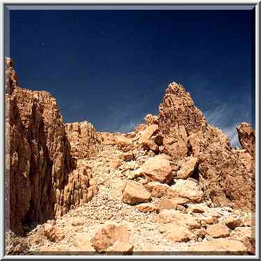 Small cliffs above Ein Gedi spring. The Middle East, March 29, 2001