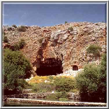 Cave of Pan and springs in Banias Park. Golan Heights, the Middle East, April 7, 2001