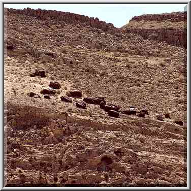 Mysterious black stones collected on a terrace ...[9 words]... Boker. The Middle East, April 9, 2001