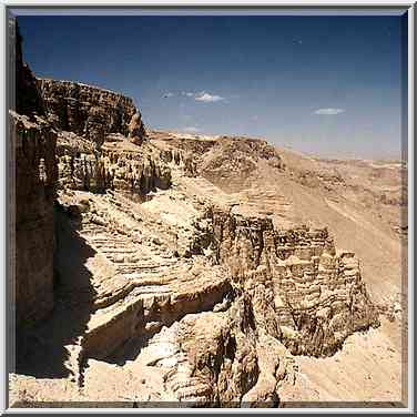 View of a rim of the plateau to the north from ...[2 words]... ascent. The Middle East, April 17, 2001