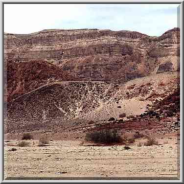 View to the north-west along Timna Stream from ...[4 words]... Park. The Middle East, April 25, 2001