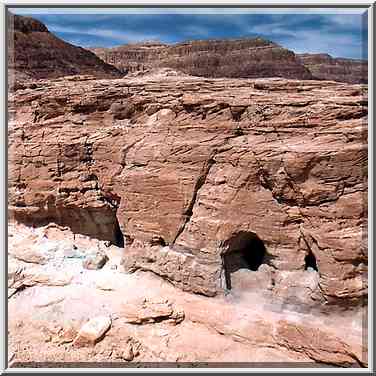 Ancient caves in sandstone for mining of copper ...[5 words]... Eilat. The Middle East, April 25, 2001