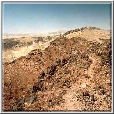 Summits of Ramons Tooth, view to the west, with ...[10 words]... Ramon. The Middle East, May 3, 2001