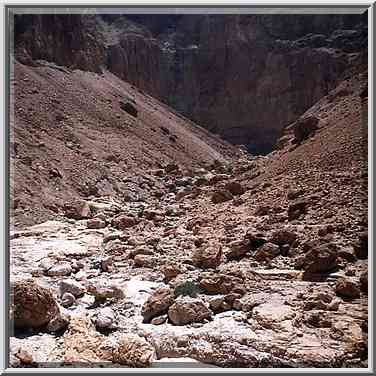 Northern tributary of Tseelim River, view from ...[3 words]... Masada. The Middle East, May 10, 2001