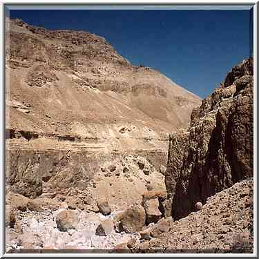 Tseelim Canyon 2.5 miles north from Masada. The Middle East, May 10, 2001