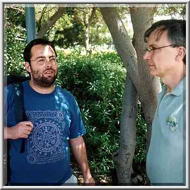 Shimshon Kallush and Eric Heller in front of the ...[5 words]... Haifa, the Middle East, May 25, 2001