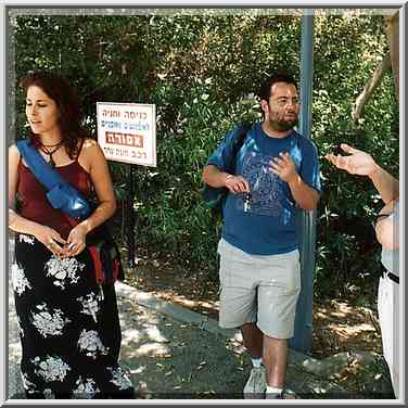 Discussion in front of the Department of ...[3 words]... Haifa, the Middle East, May 25, 2001