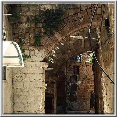 Louis de Phelippeaux (?) St. in Old City of Akko, ...[2 words]... Acre. The Middle East, June 7, 2001