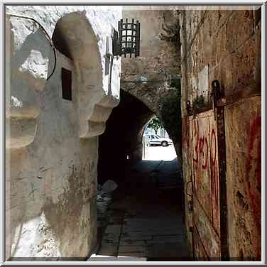 A street in western part (?) of Old City of Akko (Acre). The Middle East, June 7, 2001