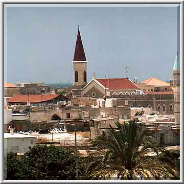 View of Old City of Akko (Acre) from Land Wall Promenade. The Middle East, June 7, 2001