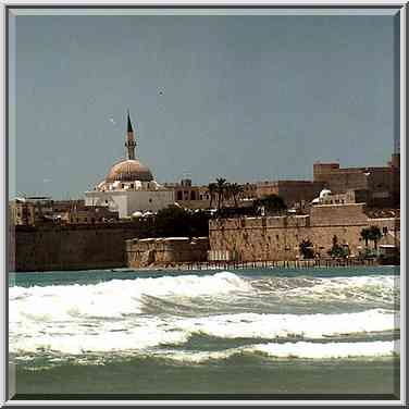 Akko Bay from Walls Beach east from Old Acre. The Middle East, June 7, 2001