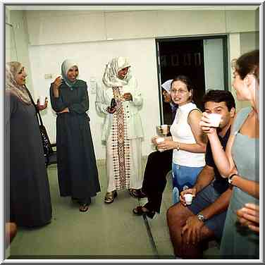 A party at the final Hebrew lesson in BGU. Beer-Sheva, the Middle East, June 27, 2001