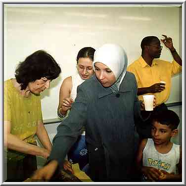 A party at the final Hebrew lesson in BGU. Beer-Sheva, the Middle East, June 27, 2001