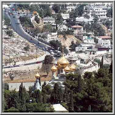 View of Moslem Cemetery and Russian Church of ...[12 words]... the Middle East, July 12, 2001