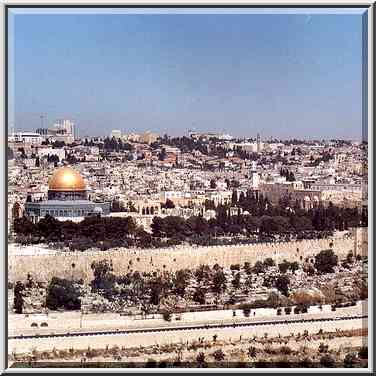 View of Kidron Valley and Old City from Mount of ...[2 words]... the Middle East, July 12, 2001