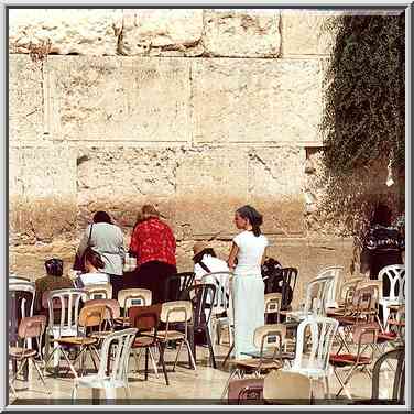 A small section of Western Wall open for women. Jerusalem, the Middle East, July 12, 2001