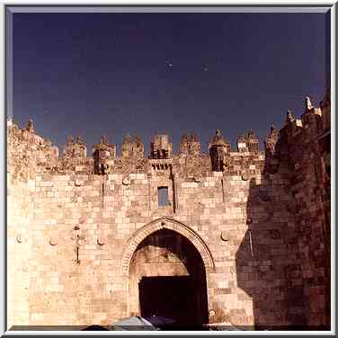 Damascus Gate of the Old City. Jerusalem, the Middle East, July 12, 2001