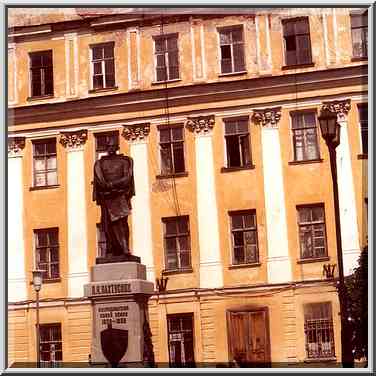 A monument of a geographic explorer P. K. Pakhtusov. Kronshtadt, Russia, August 3, 2001