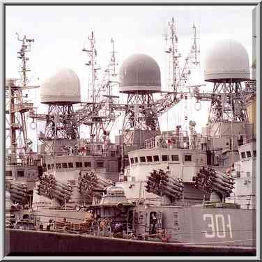 A ship in Gulf of Finland in Kronshtadt, Russia, August 3, 2001